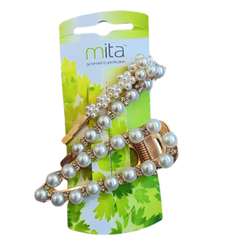 Mita Hair Clips Pearl Diamante (2 Pk)-LoveMy Makeup NZ