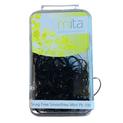 Mita Hair Ties Snag Free Smoothies Mini Black (100 Pack)