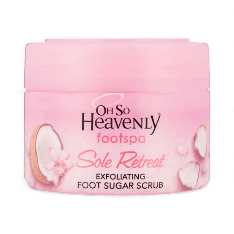 Oh So Heavenly Footspa Sole Retreat exfoliating foot sugar scrub 220ml tub with coconut scent
