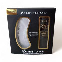 Coral Colours Brow Stamp Blonde kit with eyebrow stencils and powder for flawless eyebrows.