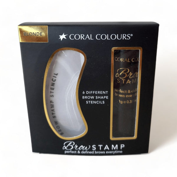 Coral Colours Brow Stamp Blonde kit with eyebrow stencils and powder for flawless eyebrows.