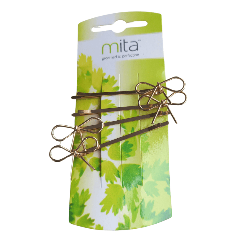 Mita Hair Clips 4pk (Gold Bow) Makeup Cosmetics EyeBrow Eyeliner Cheap