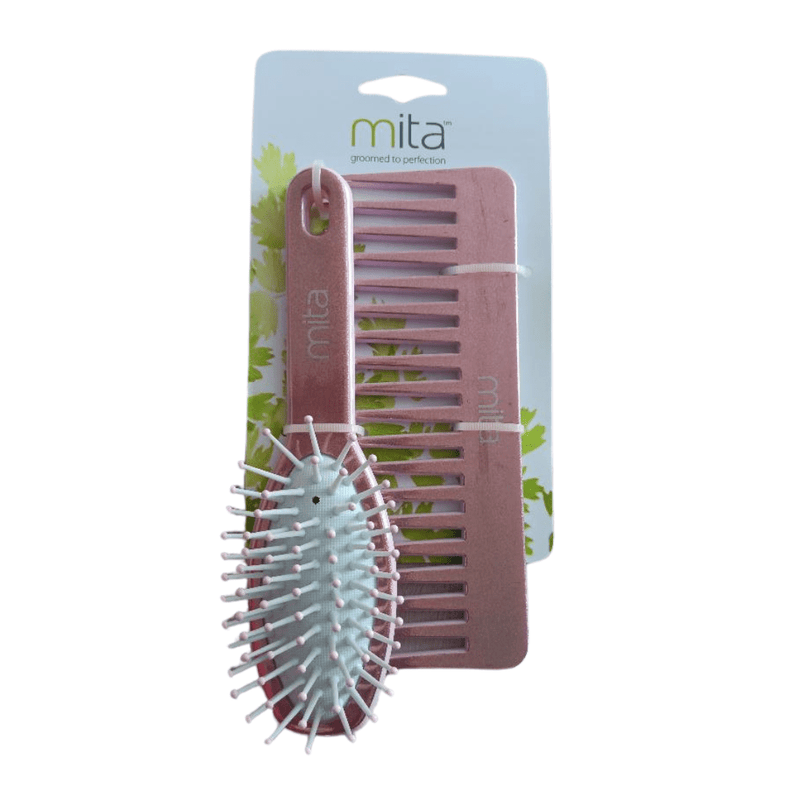Mita Pink Hair Brush & Comb Set (Sparkles) Makeup Cosmetics EyeBrow Eyeliner Cheap