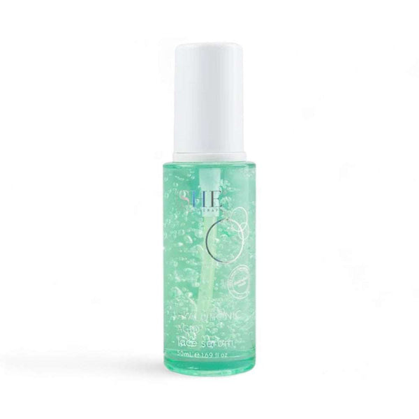 Hyaluronic Acid Face Serum 50mL glass bottle for hydration and anti-aging.