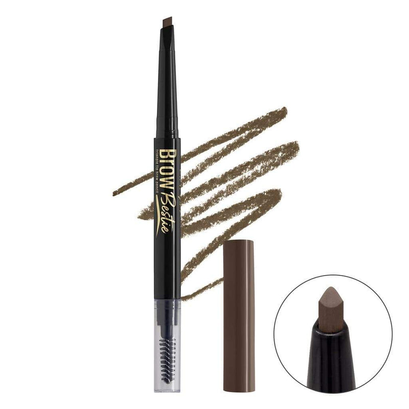 LA Girl Brow Bestie Eyebrow Pencil in Soft Brown with twistable tip and built-in spoolie.