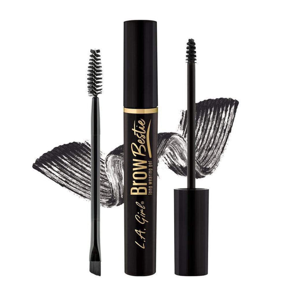 LA Girl EyeBrow Bestie Brow Gel Kit in Soft Black with spoolie and dual-ended brush.