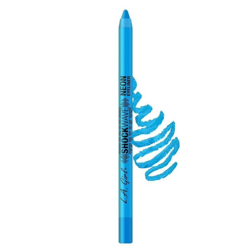 LA Girl Shockwave Neon Electric blue eyeliner pencil with swatch stroke