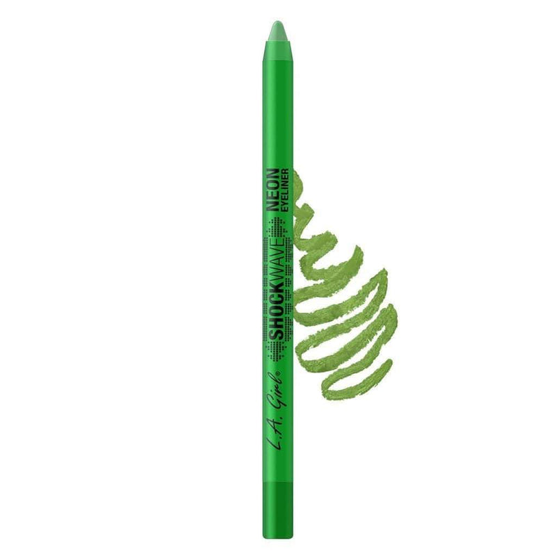 LA Girl Shockwave Neon Eyeliner Pencil Gotcha vibrant green eyeliner pencil with swatch