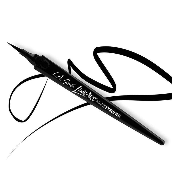 LA Girl Line Art Matte Eyeliner pencil in intense black with fine brush tip and smudge-proof formula