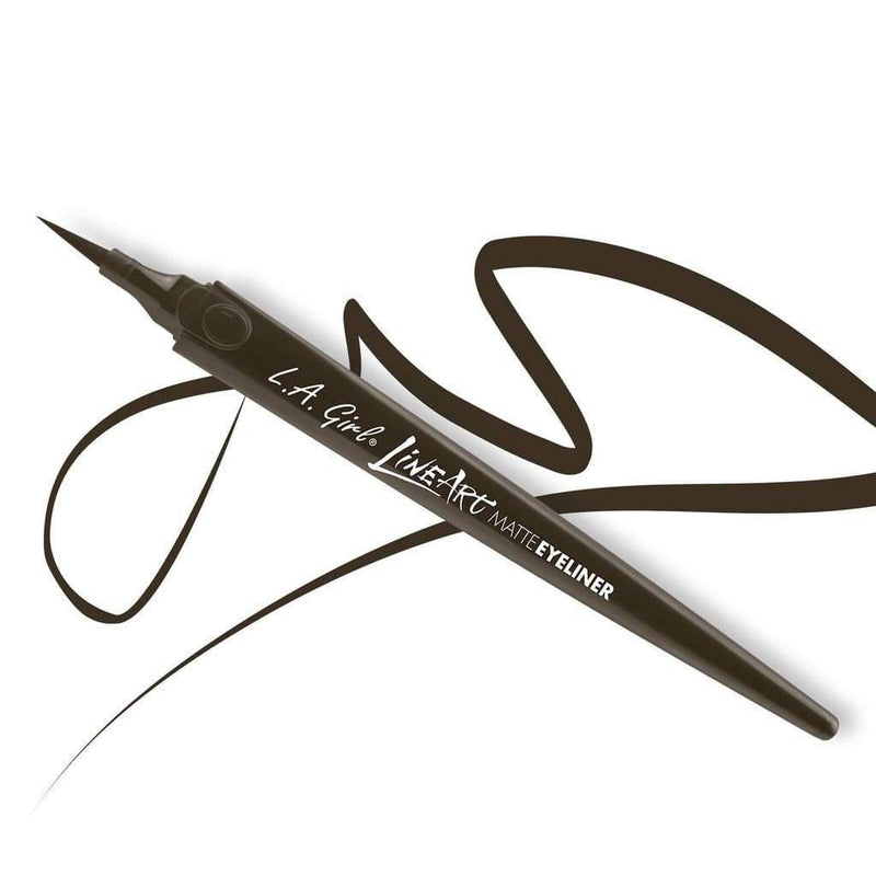 LA Girl Line Art Matte Eyeliner in Espresso with fine tip and smudge-proof formula