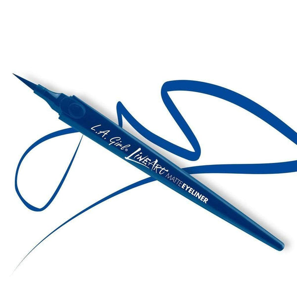 LA Girl Line Art Matte Eyeliner Pencil in Cobalt with fine tip and intense blue pigment