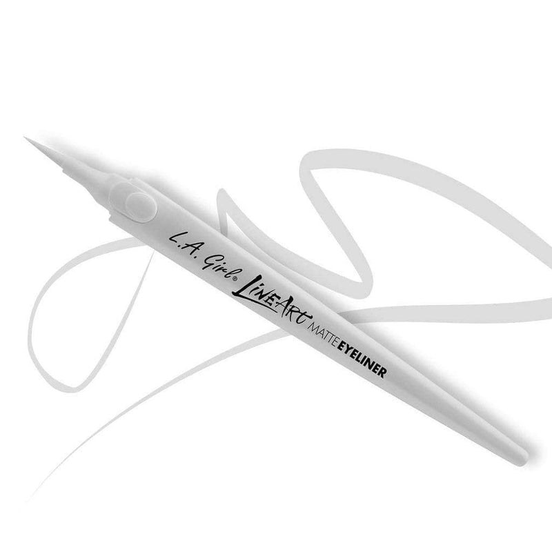 LA Girl Line Art Matte Eyeliner Pencil in Pure White with fine tip and smooth matte finish