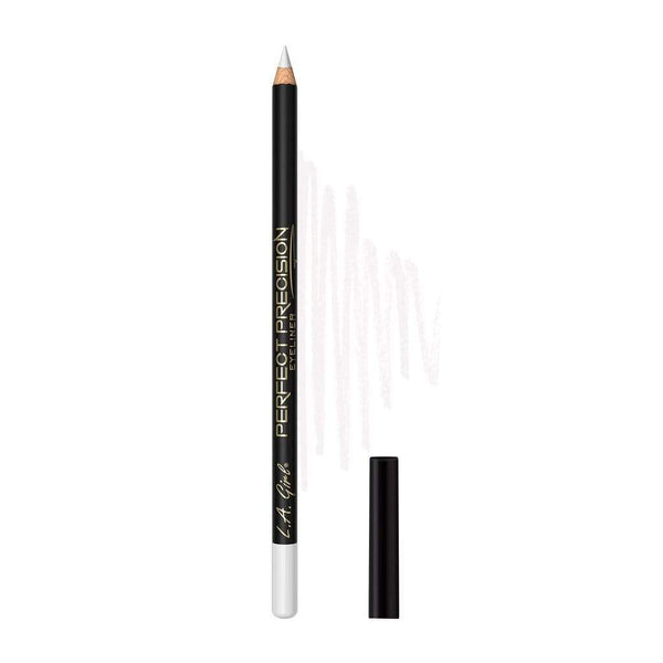 LA Girl Perfect Precision Eyeliner Pencil in Artic White with smooth velvety formula and intense color payoff