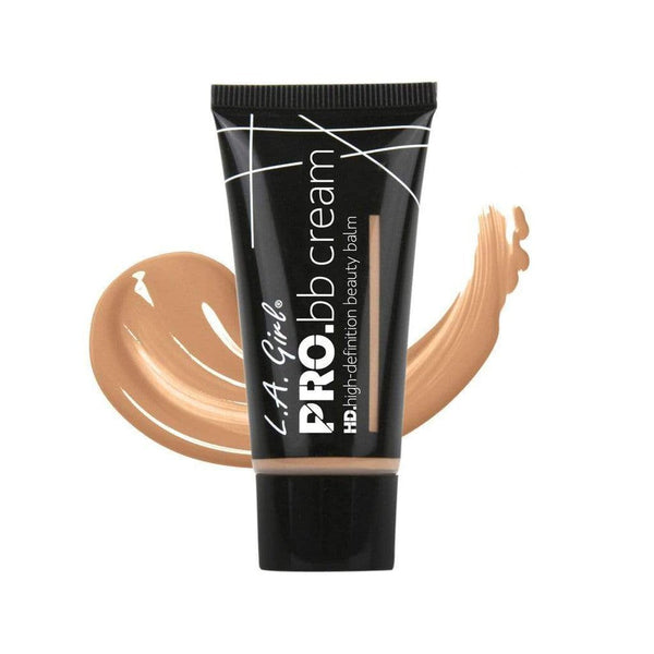 LA Girl Pro BB Cream 943 Light/Medium tube with cream smear in background