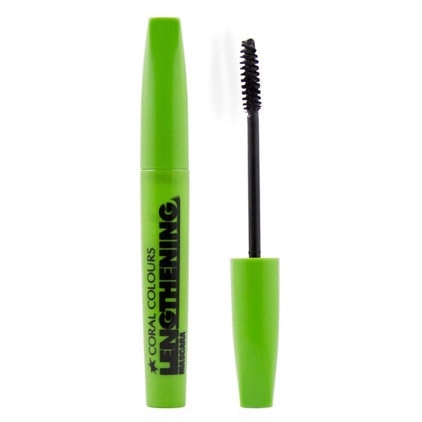 Coral Colours Lengthening Mascara with brush, enhancing lashes for all-day wear.