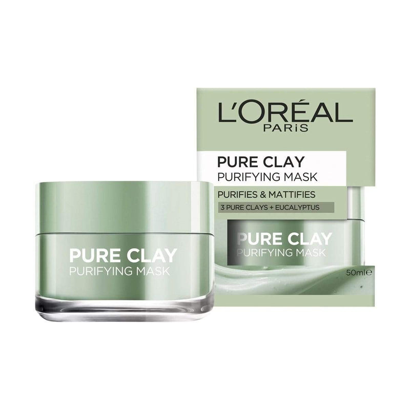 L'Oreal Pure Clay Mask- 3 Pure Clays + Eucalyptus - Purify Makeup Cosmetics EyeBrow Eyeliner Cheap