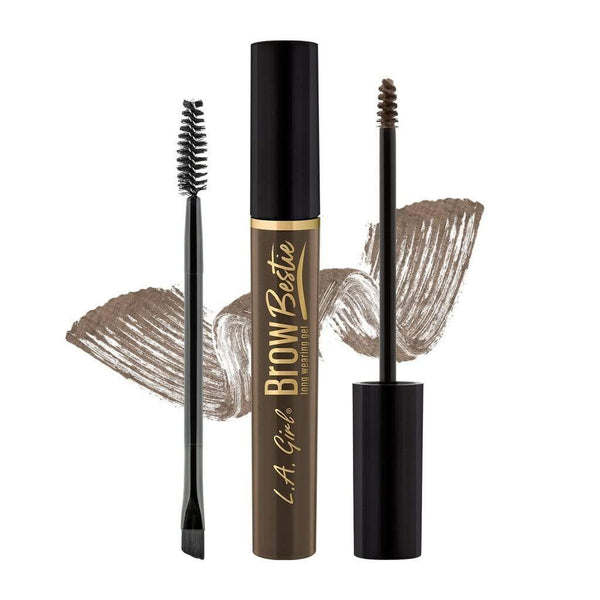 LA Girl EyeBrow Bestie Brow Gel Kit in Cool Brown with spoolie and dual-ended brush.