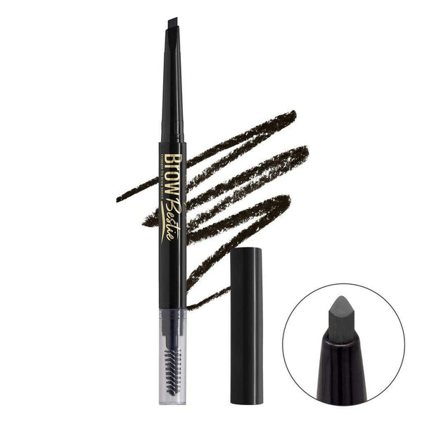 LA Girl Brow Bestie Eyebrow Pencil with triangle tip and spoolie in black brown shade.
