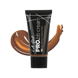 LA Girl Pro BB Cream 948 Dark tube with brown cream swatch, HD, paraben-free, fragrance-free.