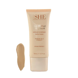 SHE Skin Perfect BB Cream 30ml tube, medium coverage, enriched with Rosehip and Vitamin E.