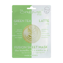 The Creme Shop Green Tea Latte 2-in-1 Fusion Sheet Mask Makeup Cosmetics EyeBrow Eyeliner Cheap
